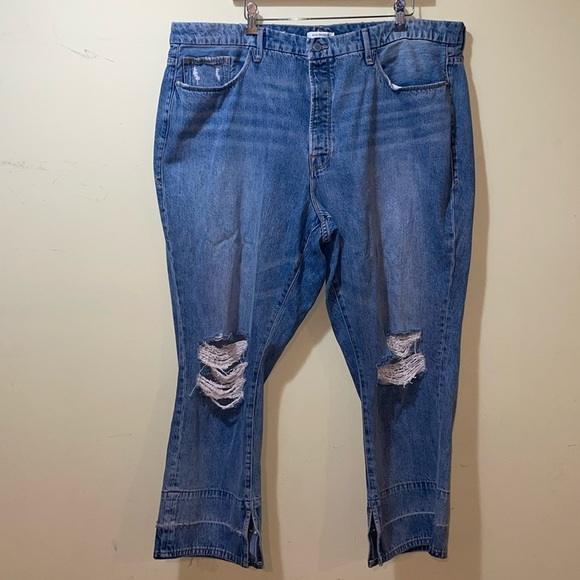 Womens Good American Good Boy ButtonFly High Rise Split Release Hem Ankle Jeans - Picture 1 of 9